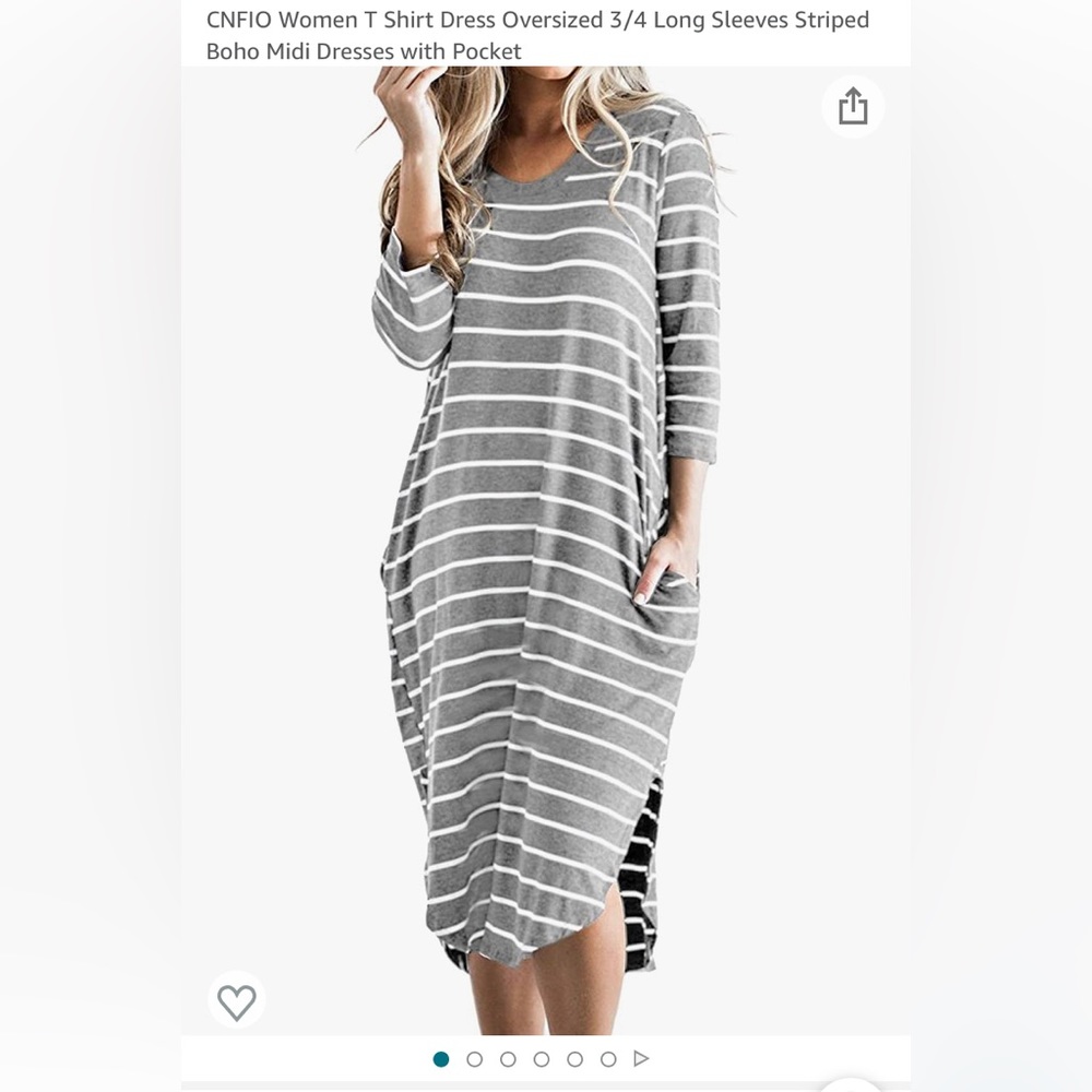 Cnfio Womens Short Sleeve Stripes T-Shirt Dress.